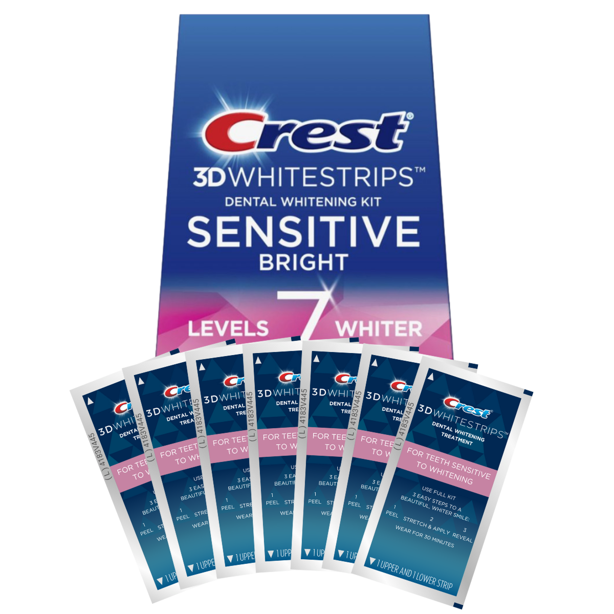 Bieliace Pásiky Crest 3D Sensitive Bright 7 Levels Whiter Whitestrips