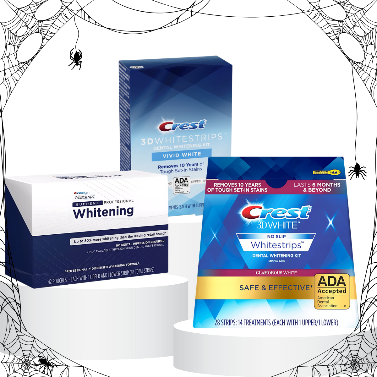 Crest 3D Whitestrips – Súprava na bielenie zubov: Supreme, Glamorous White a Vivid White